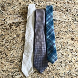 Lot of 3 Men’s neck Ties. Various brands, jcrew, Kenneth Cole, and penguin